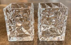 Shannon Crystal Designs Of Ireland Handmade Cube Candle Holders Set Of 2 Clear
